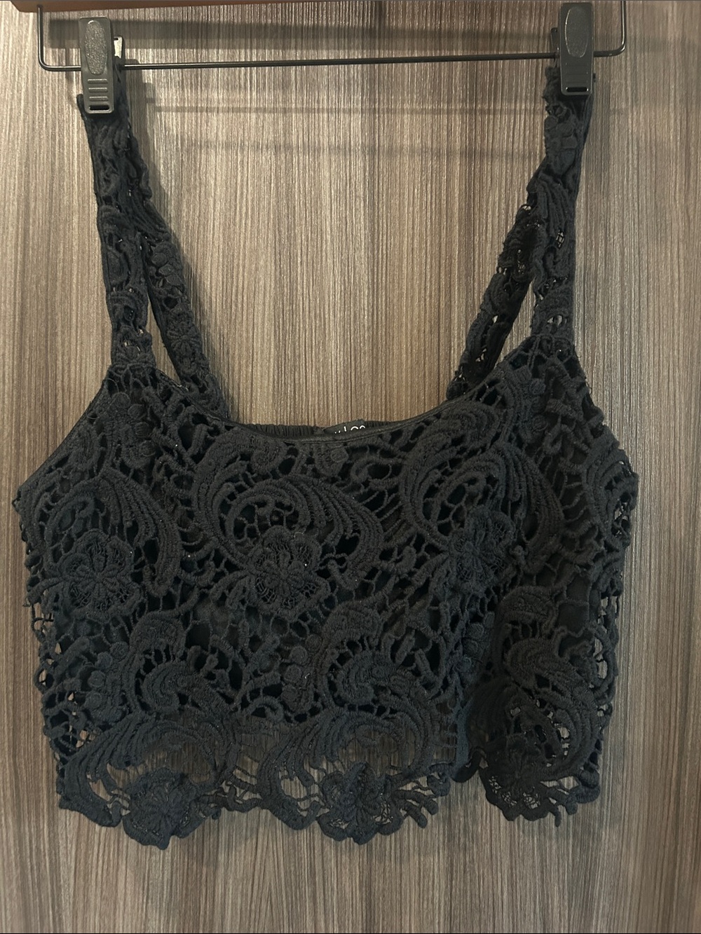 Black Crochet Lace Crop Tank